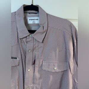 Men's Checkered Pearlsnap  Shirt - Maroon and White